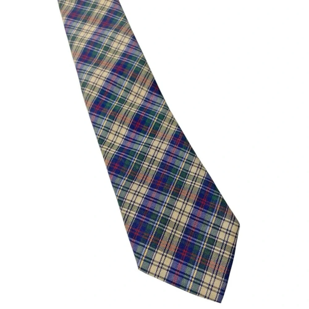 Baby Toddler Necktie Tie 12M - 18M Blue Green Plaid Tartan Check Wedding Easter